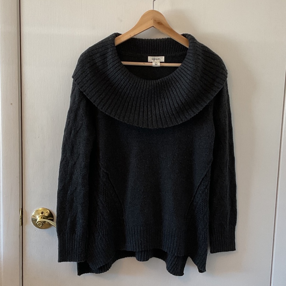 Coldwater Creek Charcoal Cowl Neck Sweater